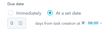 Hubspot Task Due Date Standard