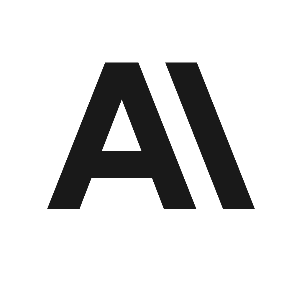 „Schwarze Buchstaben 'AI' auf einem graublauen Hintergrund, die für Künstliche Intelligenz stehen.“
