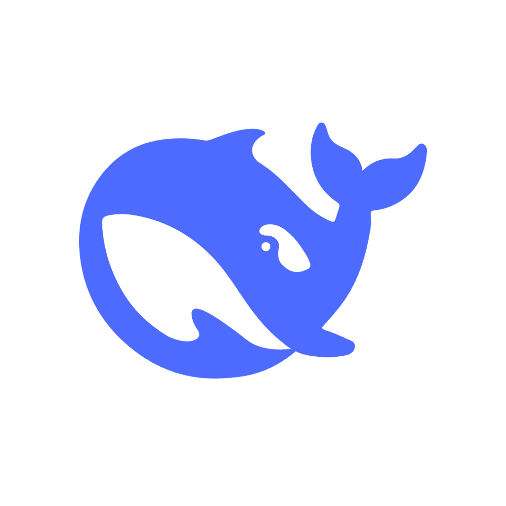Blaues Logo eines Wals, der in einer geschwungenen Form dargestellt ist. Das Design vermittelt einen modernen und minimalistischen Stil.