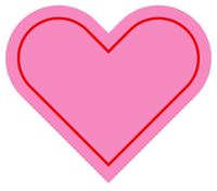 Herz-Symbol in Rosa mit rotem Umriss.