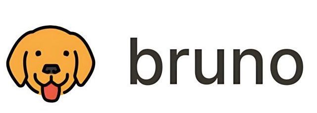 Logo eines gelben Hundes neben dem Schriftzug „bruno“.