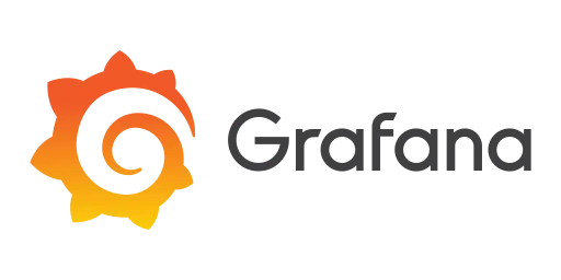 Logo von Grafana in orange-rotem Design mit stilisiertem Zahnrad und Spirale.