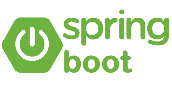 Logo mit grünem Sechseck und Power-Symbol, daneben Schriftzug „spring boot“.