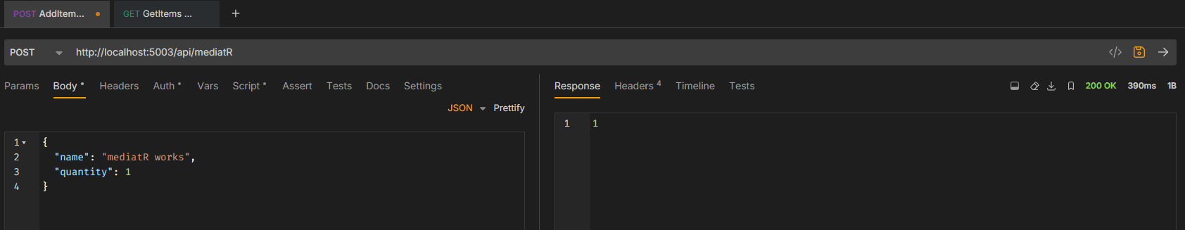 POST request done in Bruno