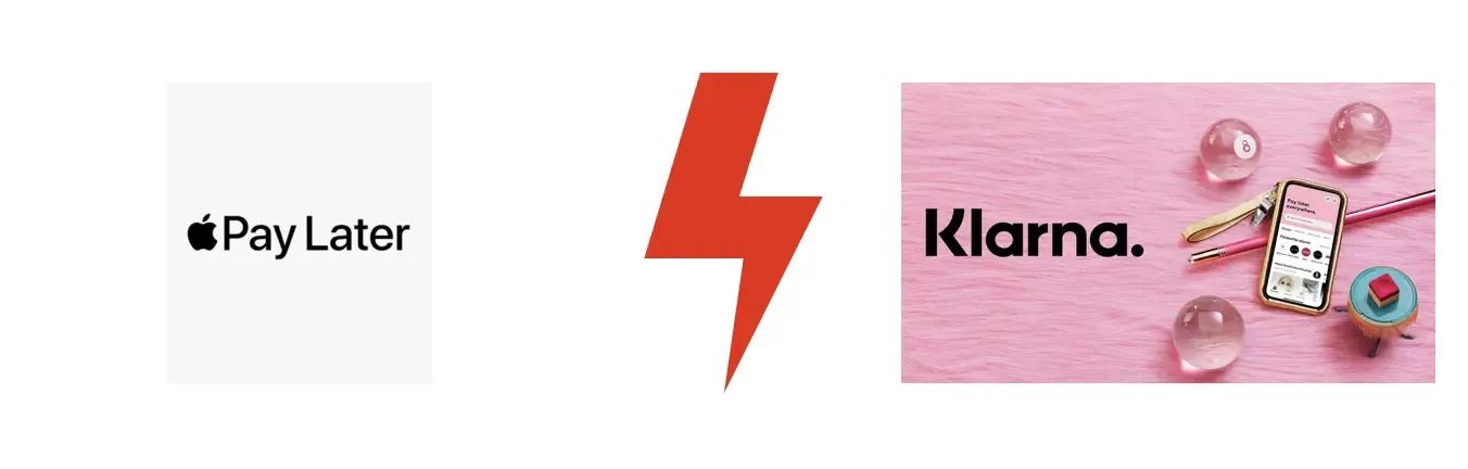 Apple Pay later logo and klarna logo