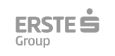 „Logo der Erste Group in weiß auf blauem Hintergrund.“